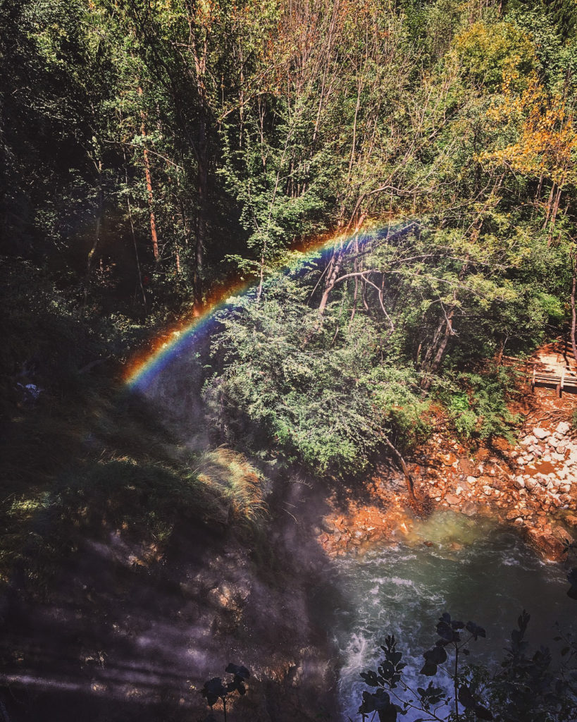 rainbow in waterfall vinegar gorge Slovenia